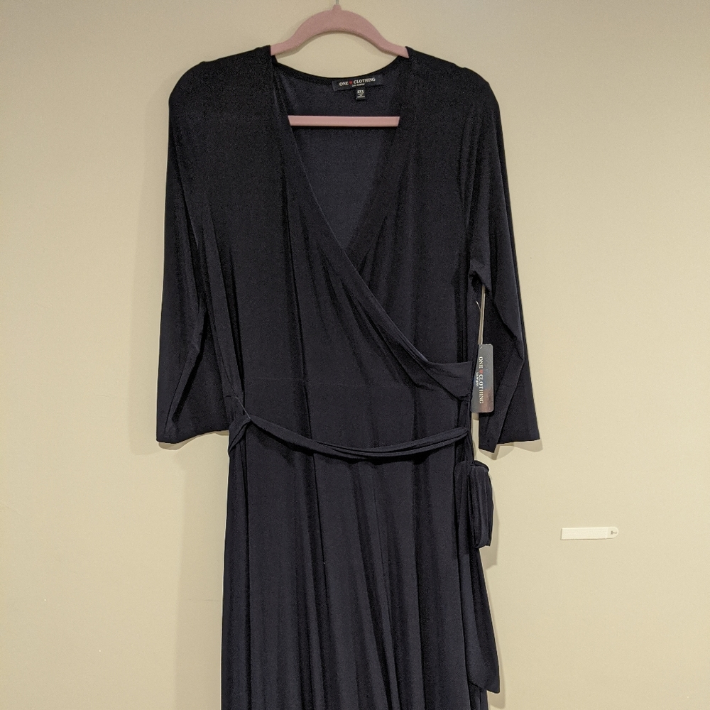 Plus Size Navy Blue Faux Maxi Wrap Dress Size 20